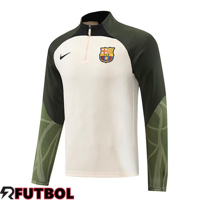 Replicas Sudadera De Entrenamiento FC Barcelona Blanco Verde 2023 2024